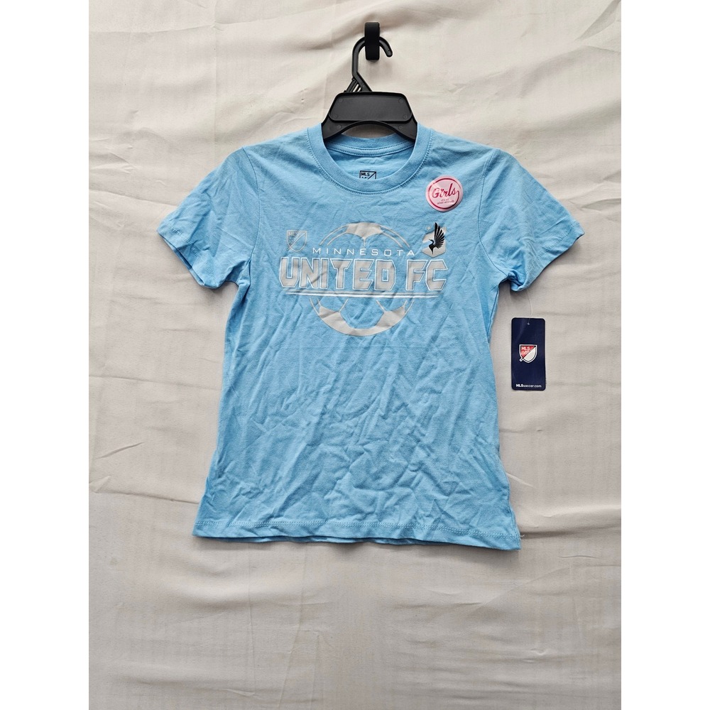 MLS Girls Minnesota United FC Graphic T-Shirt Blue Cotton Blend Size Large
